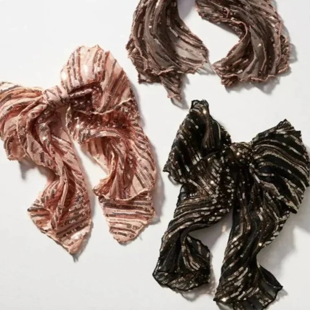 ⭐️ Metallic Bow Sequin Boho Chic Party Elegant Hipster Hippie Classy Barrette
